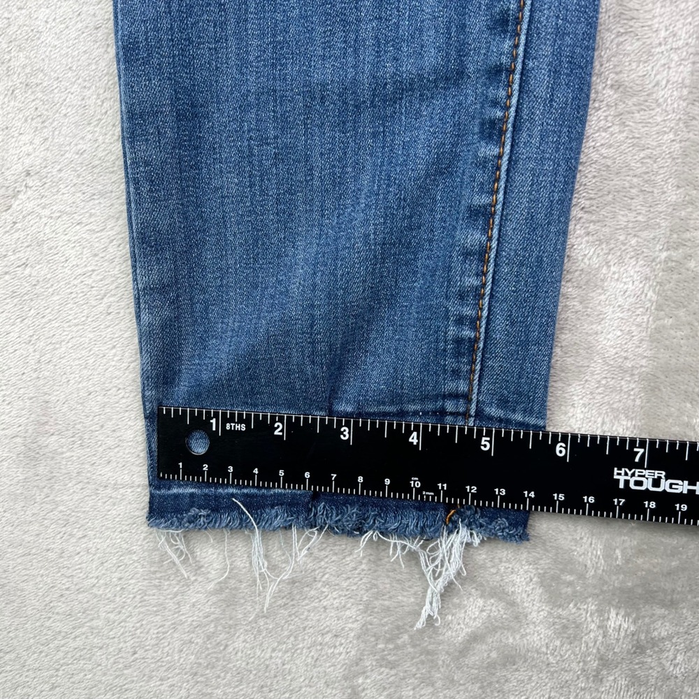 Judy Blue Pull On Straight Jeans Womens 1/25 Blue Medium Wash Stretch Frayed Hem - Picture 7 of 14